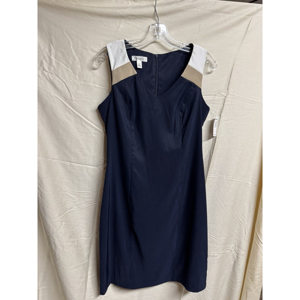 Dressbarn Women's Dress Size 8 Navy Sheath Sleeveless Career Wedding Church NWT